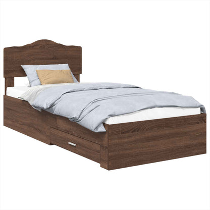 Bed Frame with Headboard Brown Oak 70 x 190 cm Engineered Wood