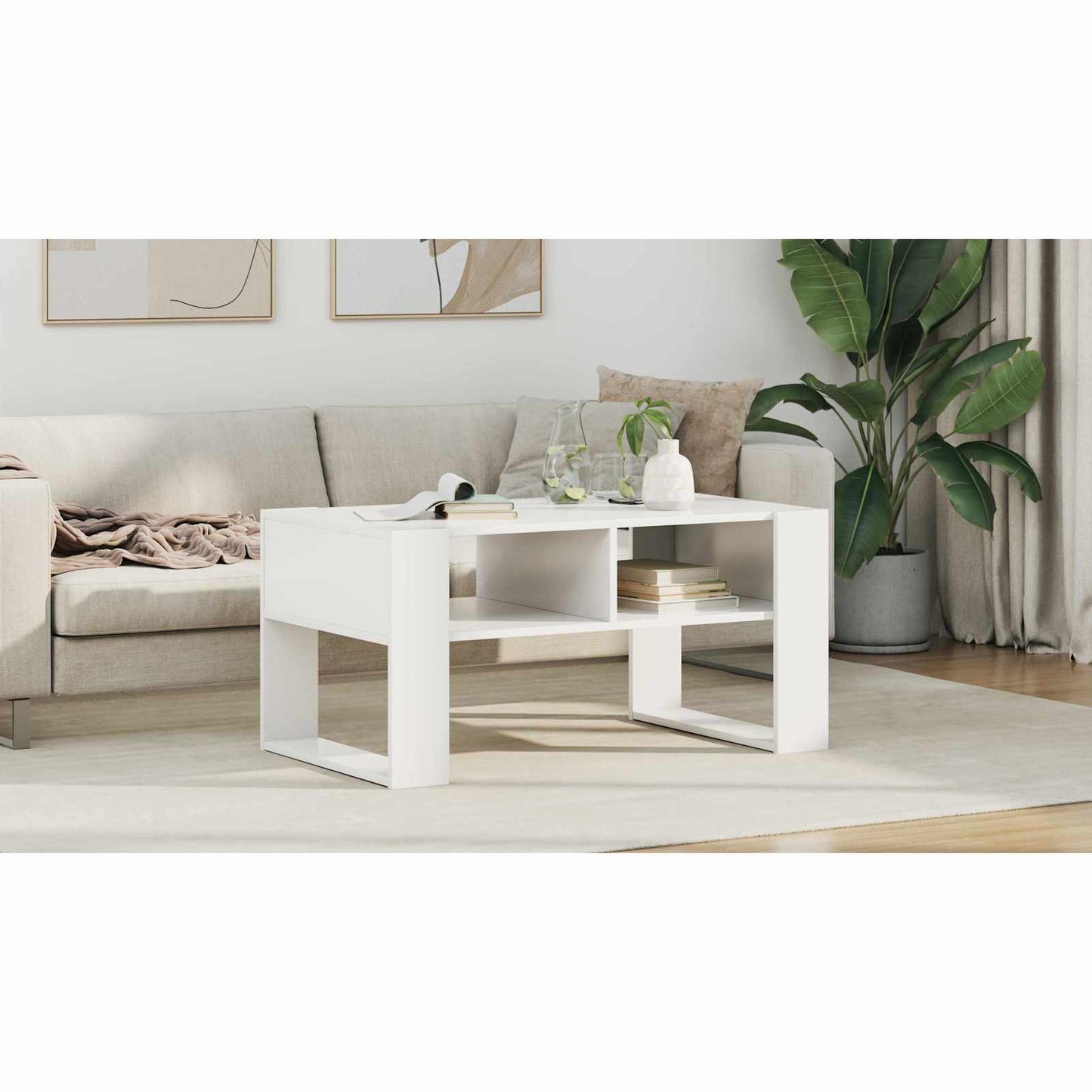 Coffee Table with Storage White 92 x 53 x 45 cm Engineered Wood