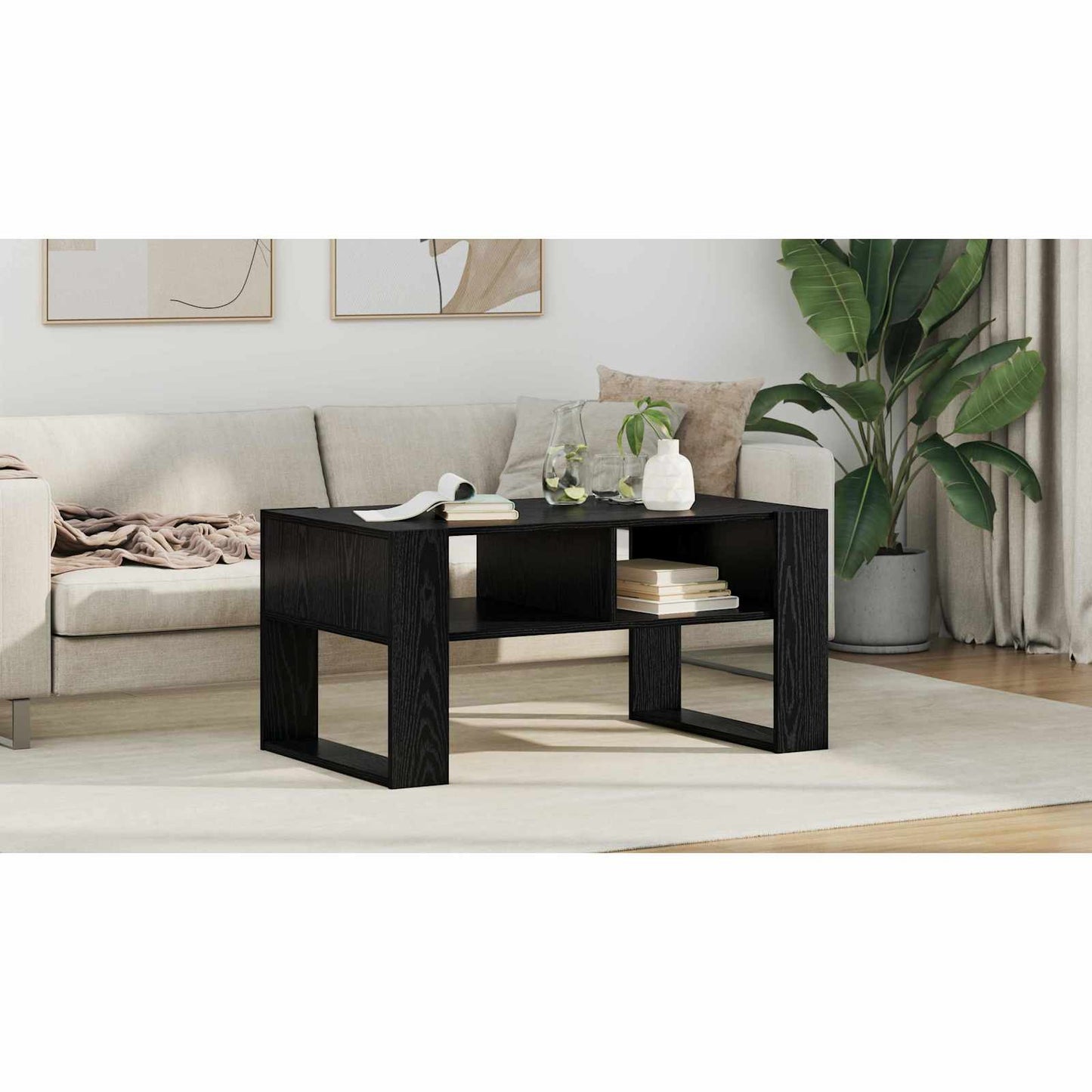 Coffee Table Black Oak 92 x 53 x 45 cm Engineered Wood
