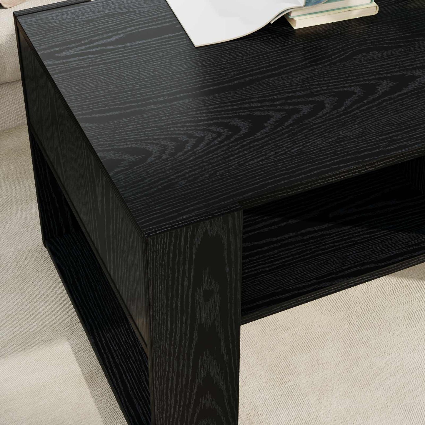 Coffee Table Black Oak 92 x 53 x 45 cm Engineered Wood