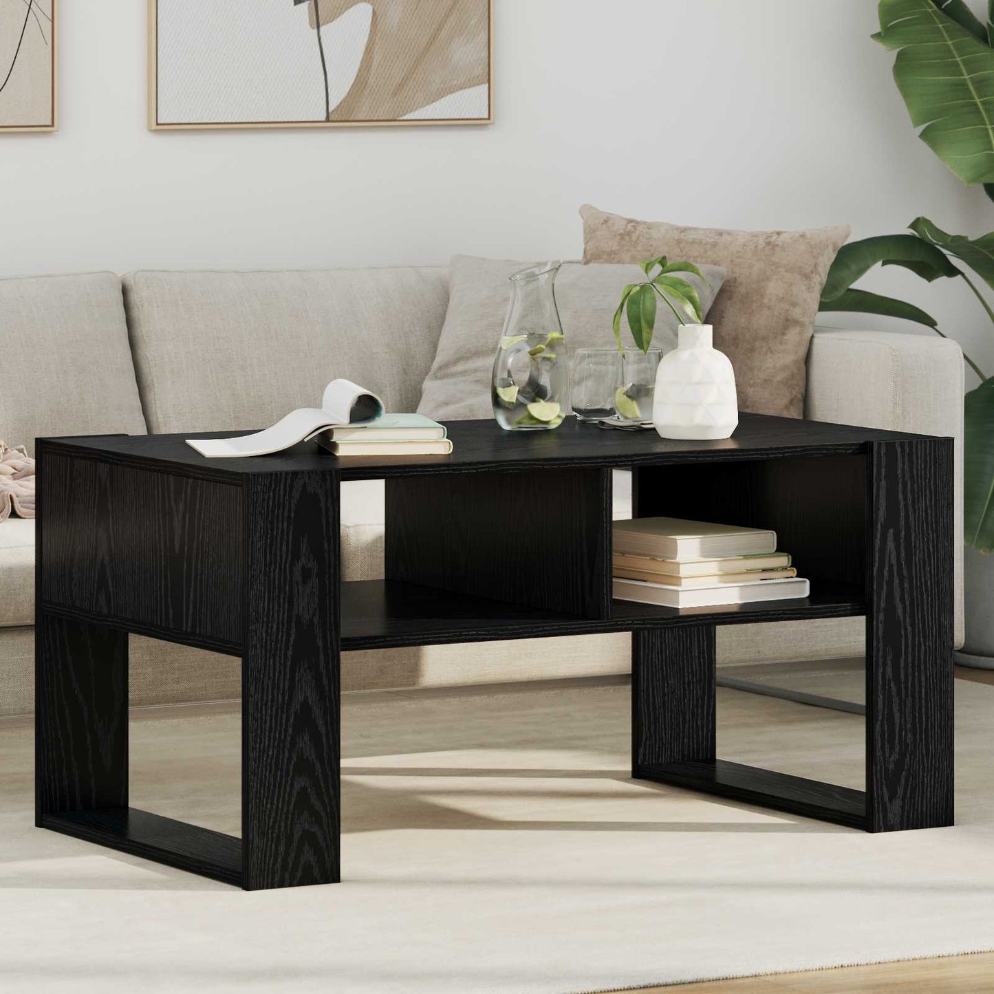 Coffee Table Black Oak 92 x 53 x 45 cm Engineered Wood