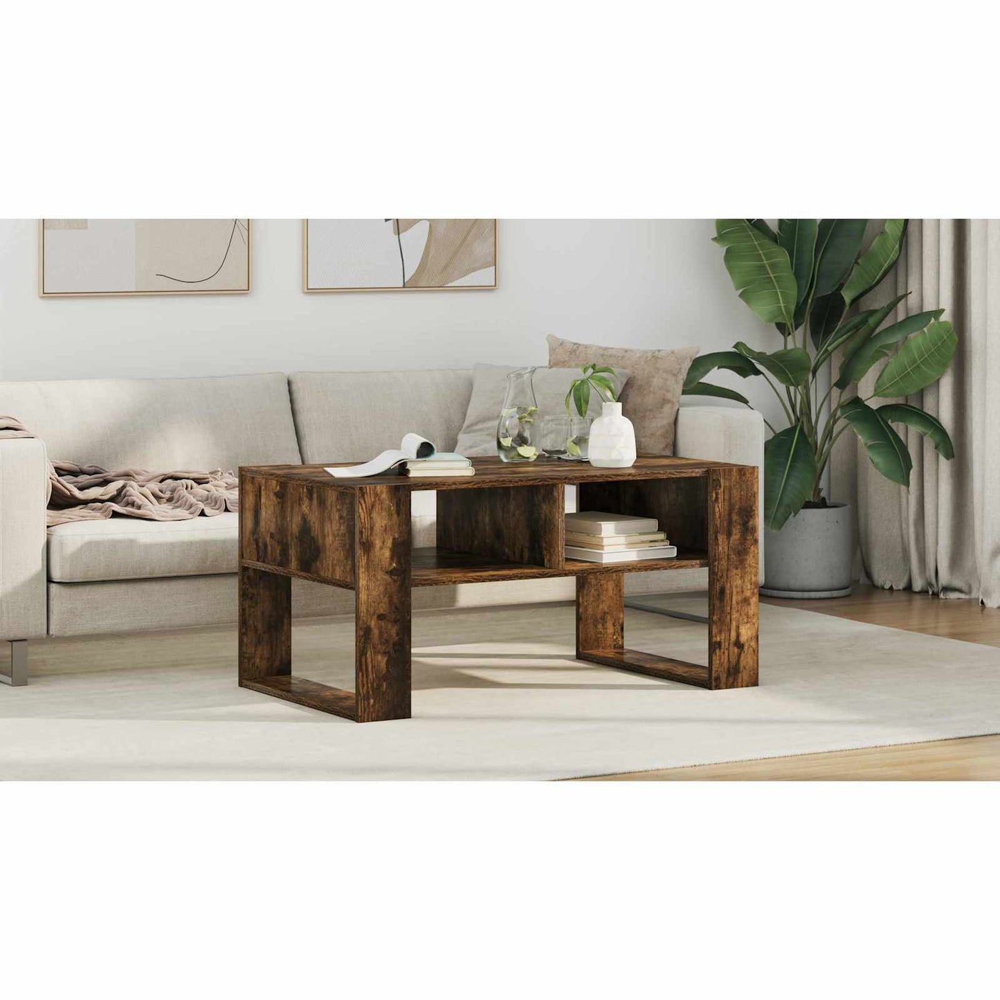 Coffee Table Smoked Oak 92 x 53 x 45 cm Engineered Wood