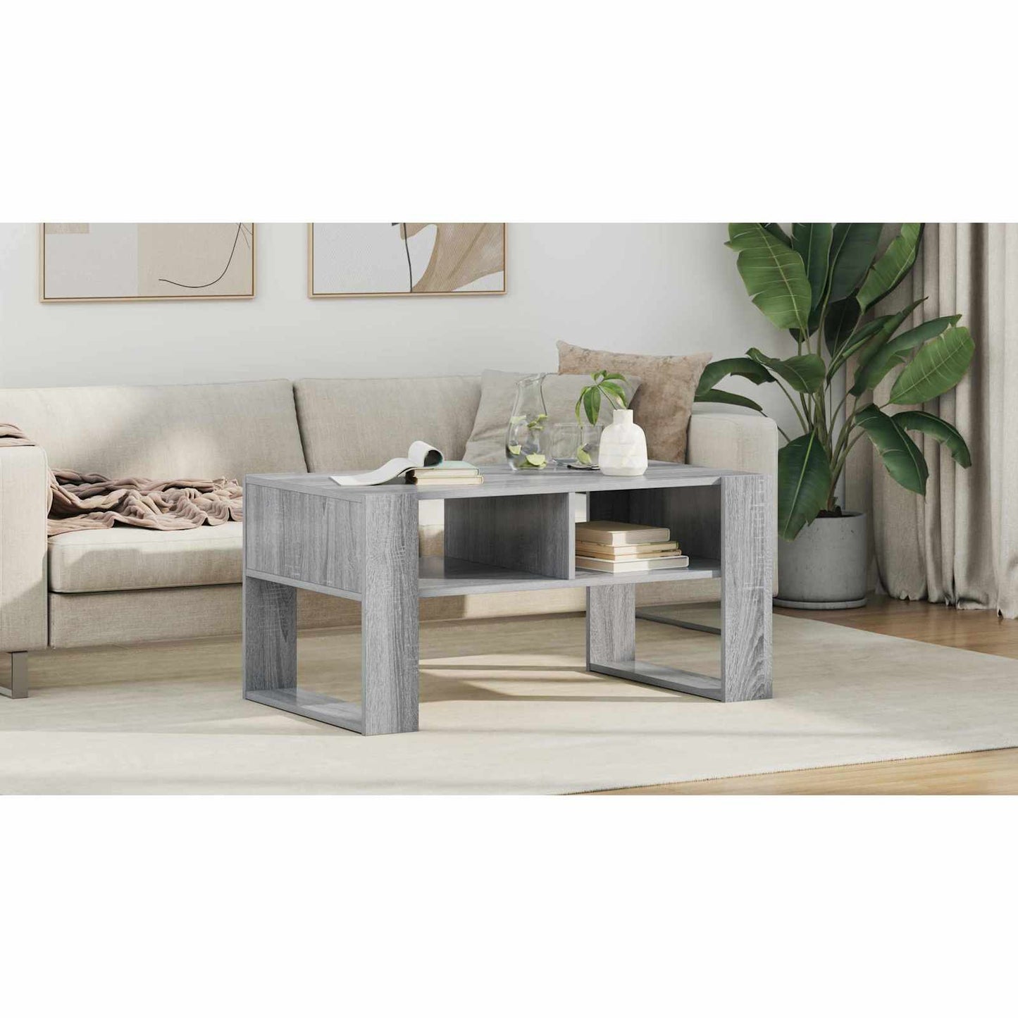 Coffee Table Grey Sonoma 92 x 53 x 45 cm Engineered Wood