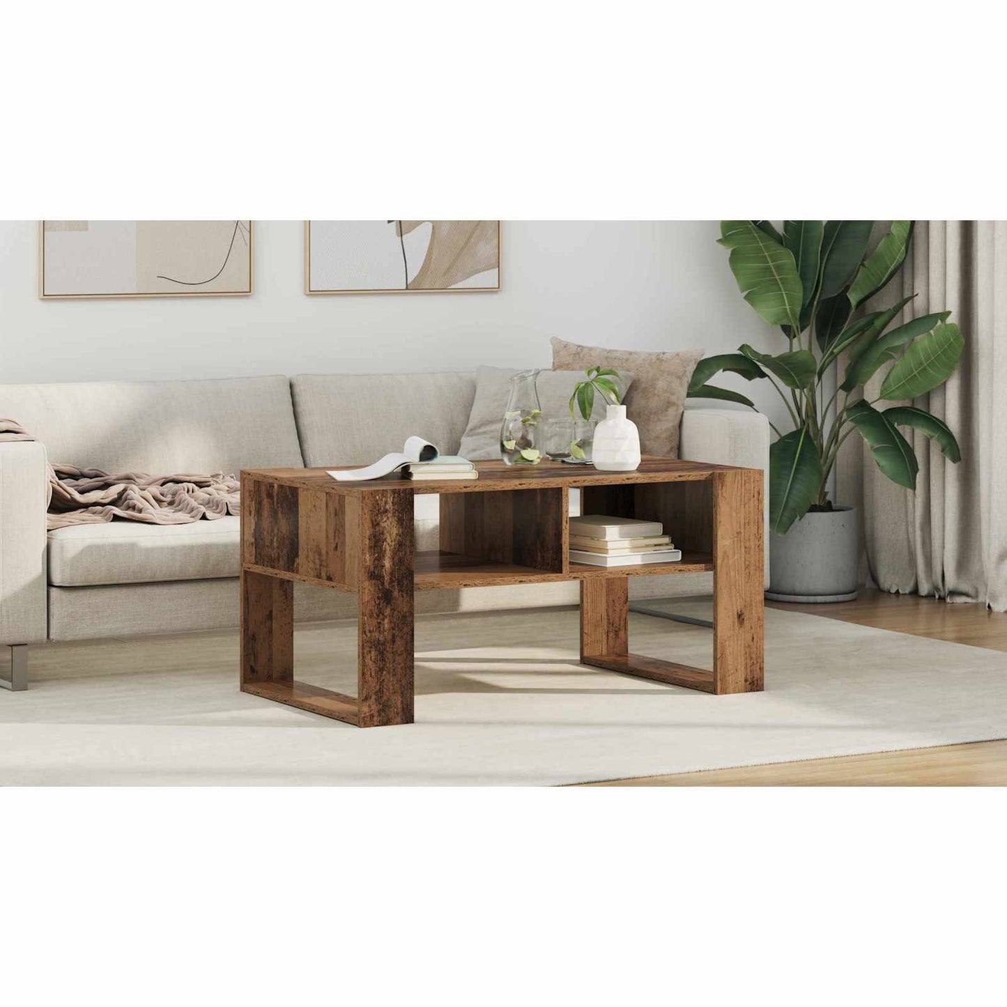 Coffee Table Old Wood 92 x 53 x 45 cm Engineered Wood