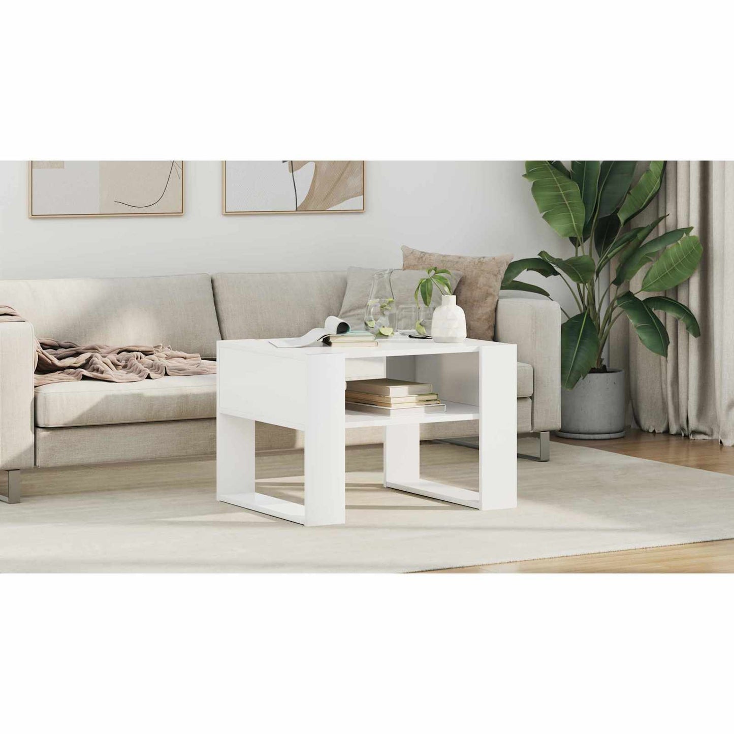 Coffee Table with Storage White 66 x 53 x 45 cm Engineered Wood