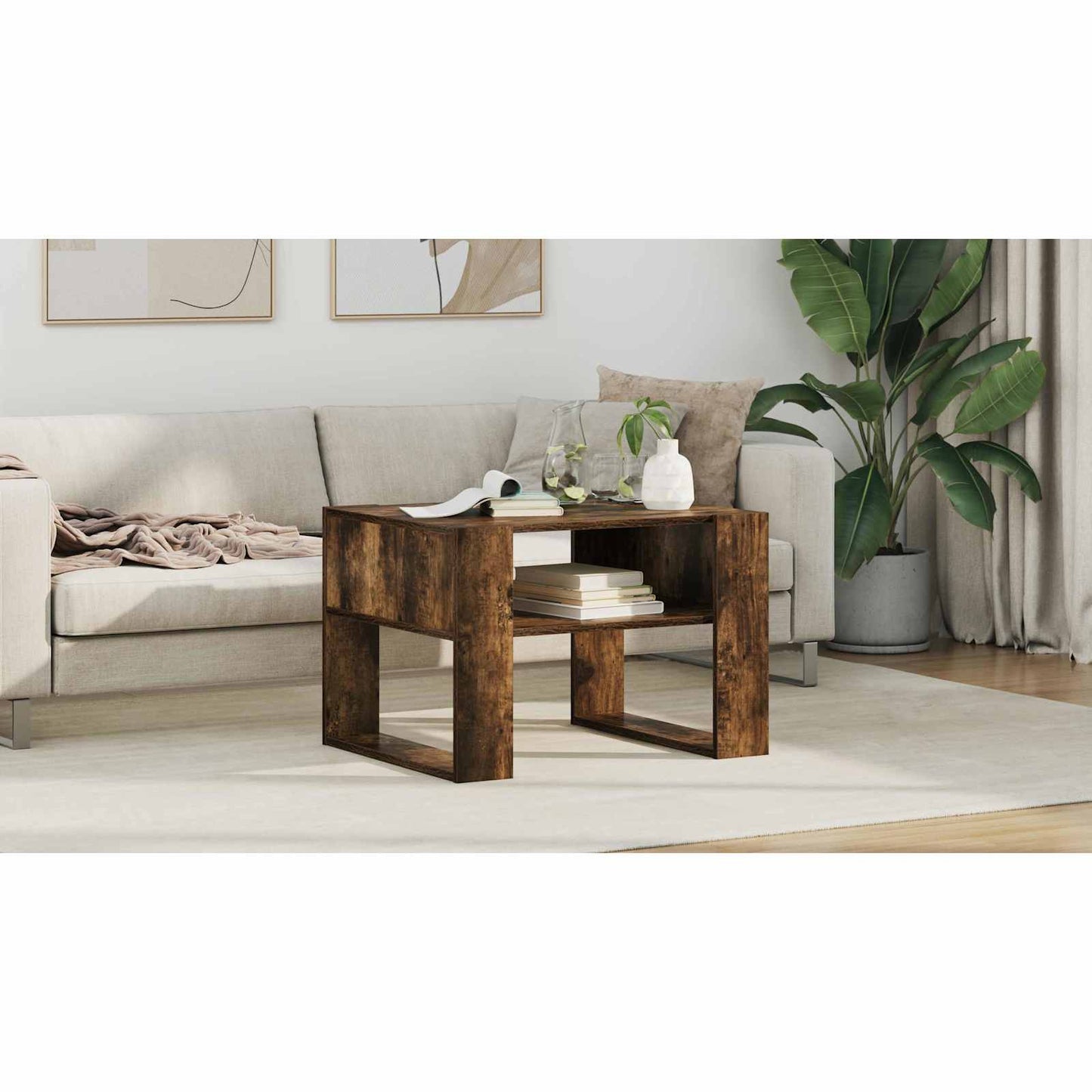 Coffee Table Smoked Oak 66 x 53 x 45 cm Engineered Wood