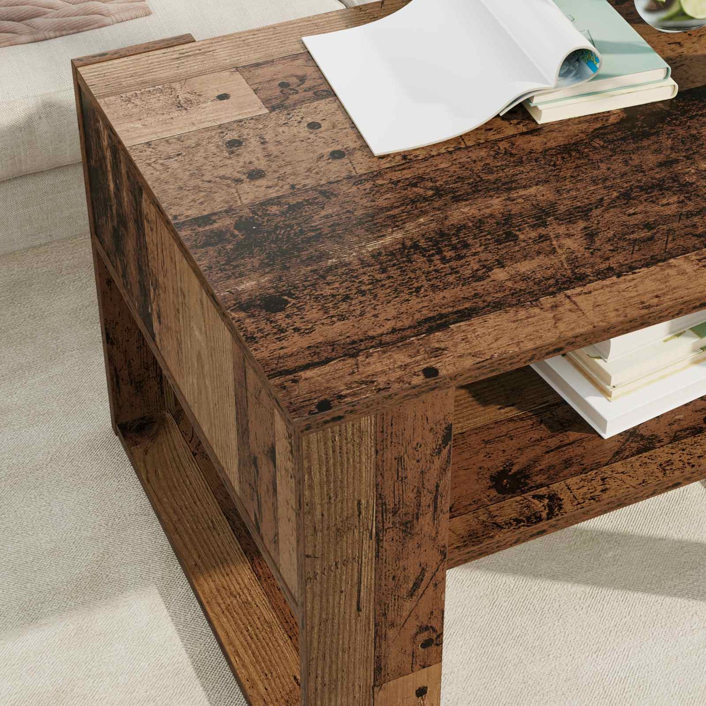 Coffee Table Old Wood 66 x 53 x 45 cm Engineered Wood