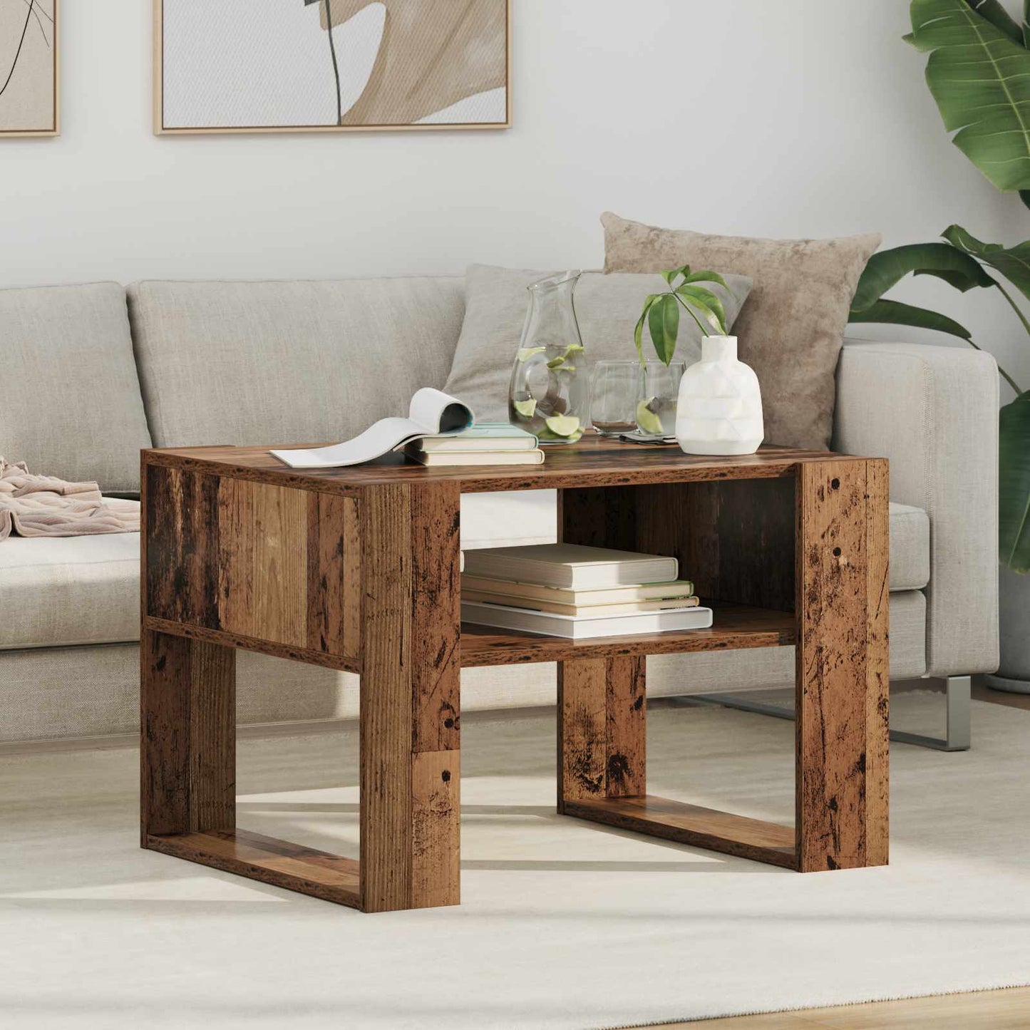 Coffee Table Old Wood 66 x 53 x 45 cm Engineered Wood