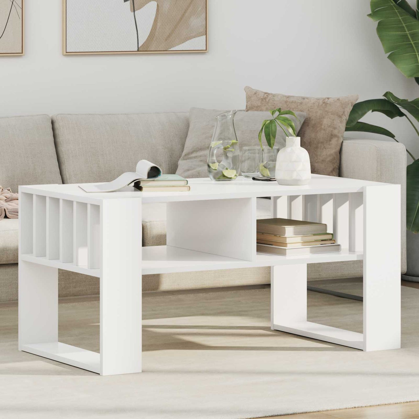 Coffee Table White 92 x 49.5 x 45 cm Engineered Wood