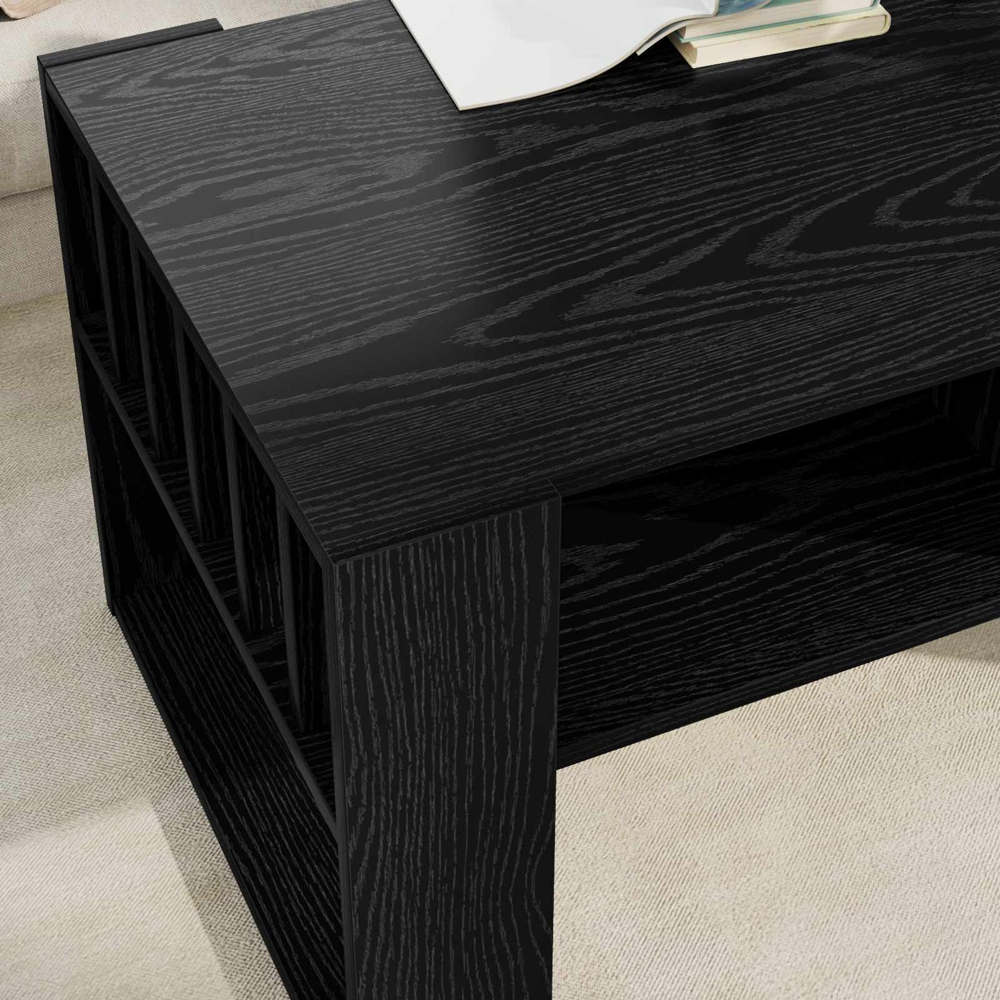 Coffee Table Black Oak 92 x 49.5 x 45 cm Engineered Wood