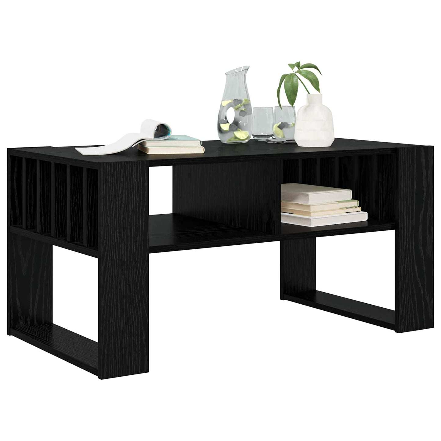 Coffee Table Black Oak 92 x 49.5 x 45 cm Engineered Wood