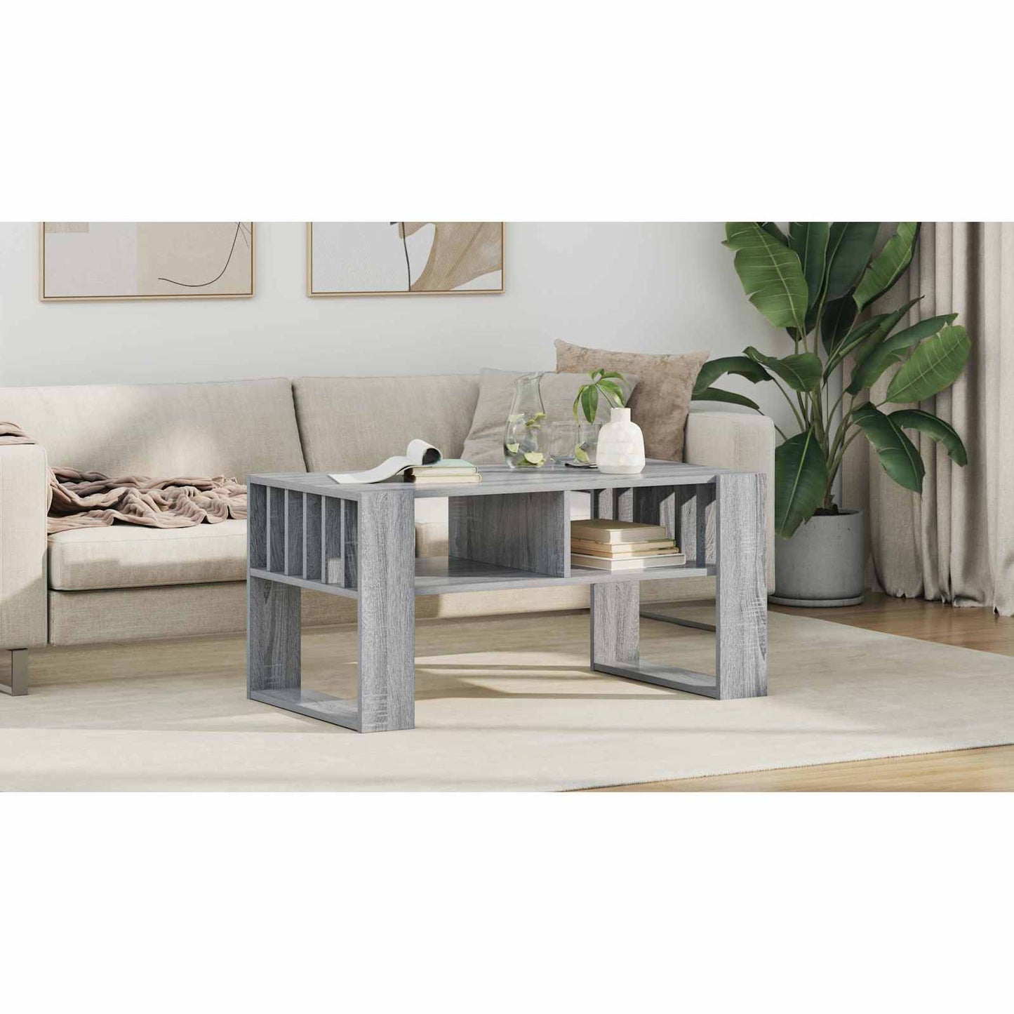Coffee Table Grey Sonoma 92 x 49.5 x 45 cm Engineered Wood