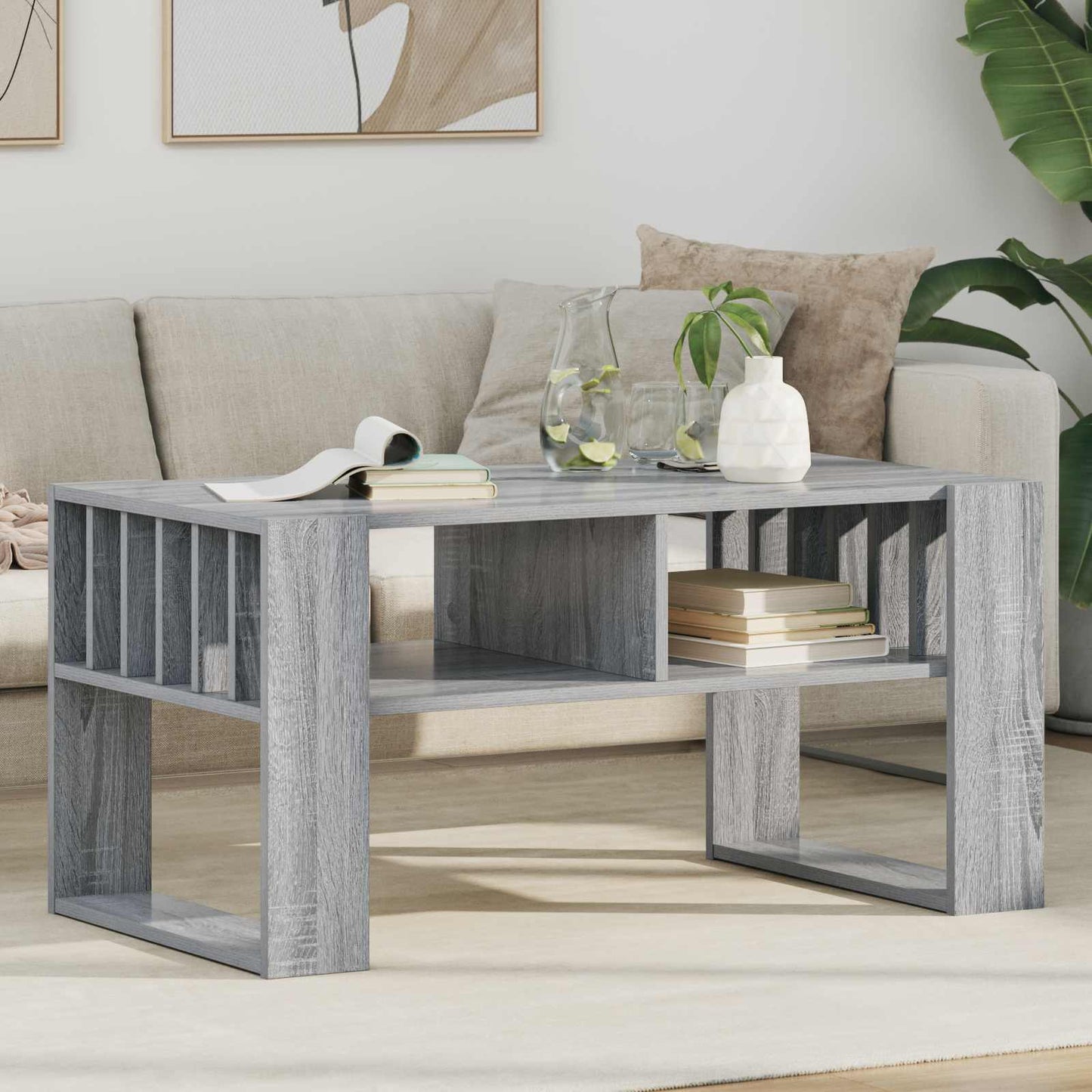 Coffee Table Grey Sonoma 92 x 49.5 x 45 cm Engineered Wood