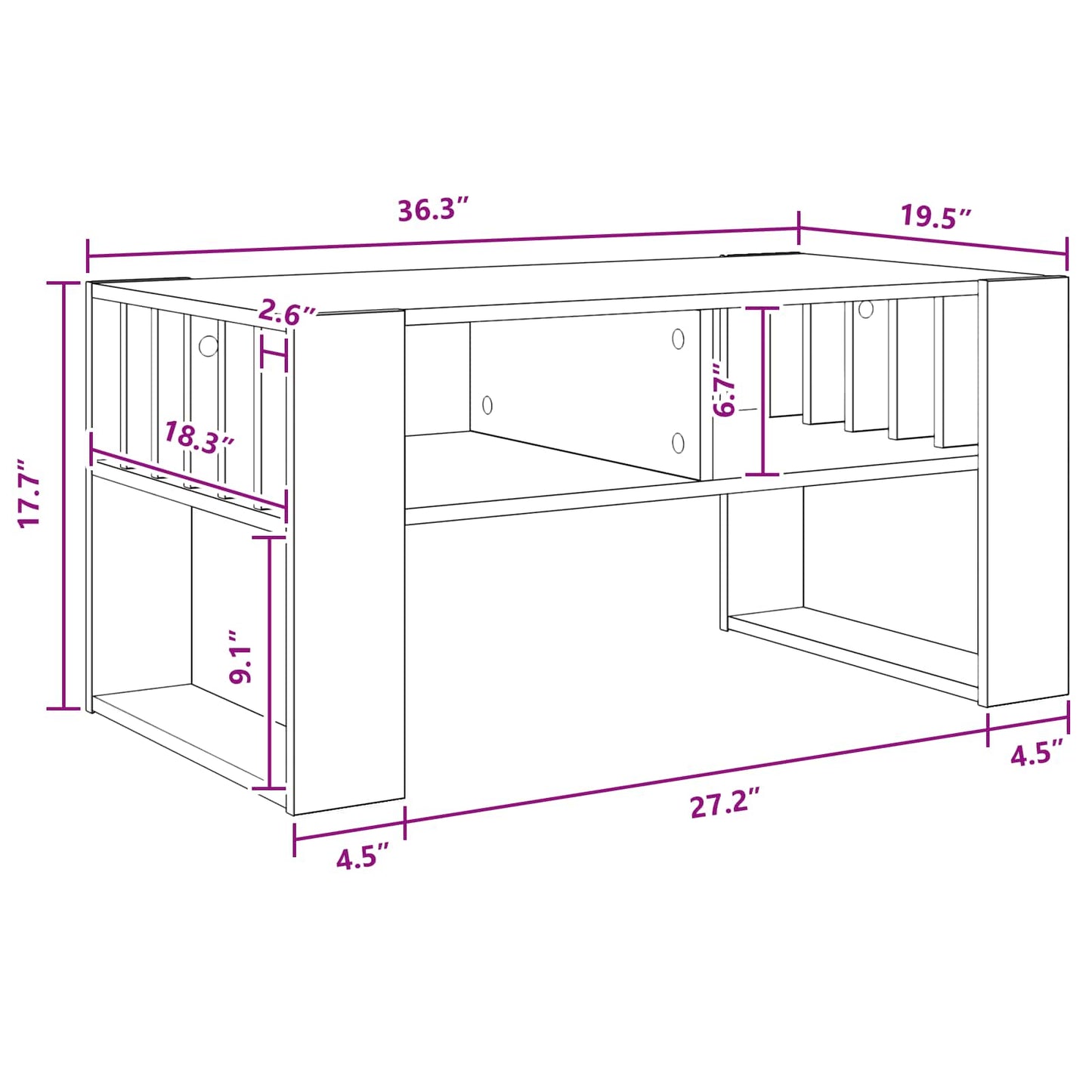 Coffee Table Grey Sonoma 92 x 49.5 x 45 cm Engineered Wood