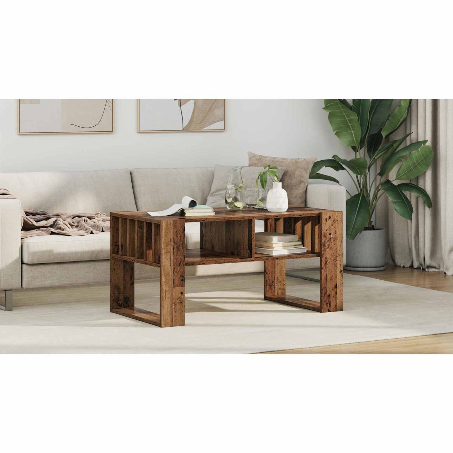 Coffee Table Old Wood 92 x 49.5 x 45 cm Engineered Wood