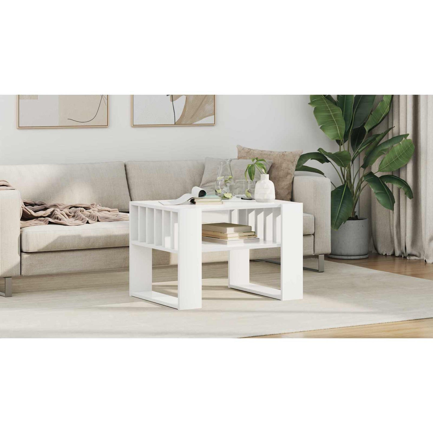 Coffee Table White 66 x 49.5 x 45 cm Engineered Wood