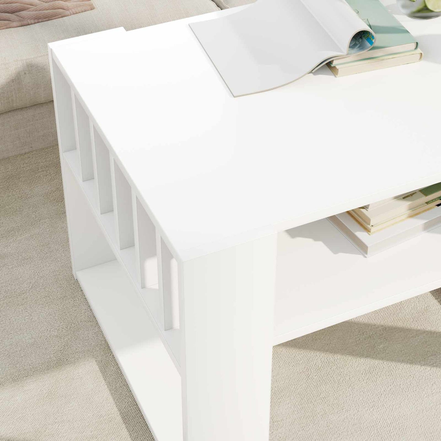 Coffee Table White 66 x 49.5 x 45 cm Engineered Wood