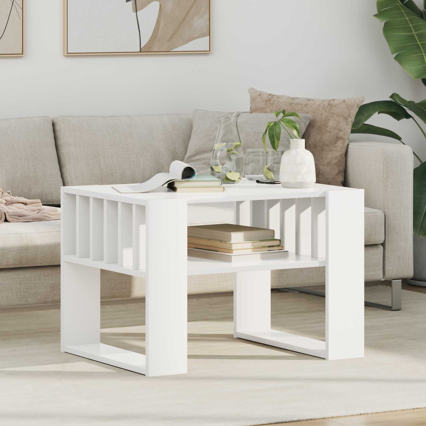 Coffee Table White 66 x 49.5 x 45 cm Engineered Wood