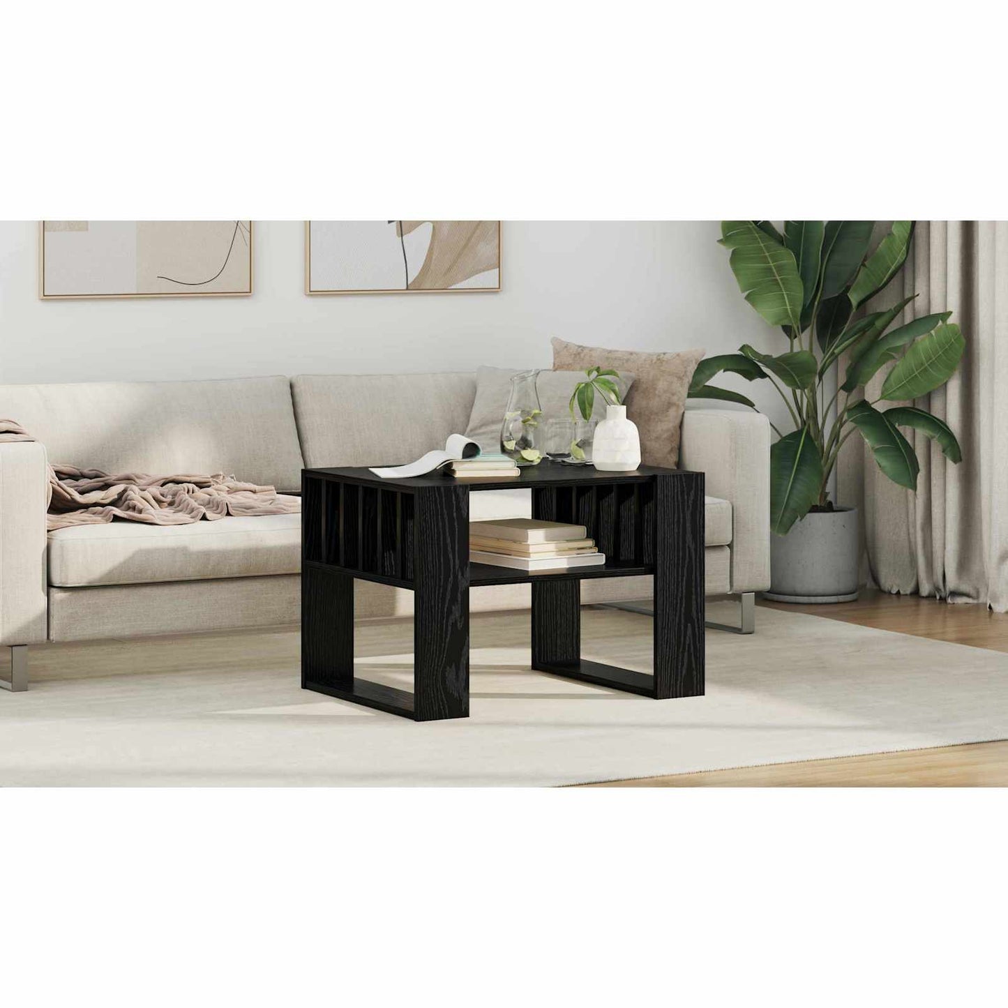 Coffee Table Black Oak 66 x 49.5 x 45 cm Engineered Wood