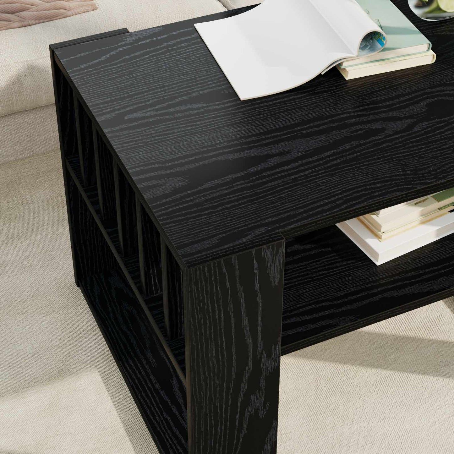 Coffee Table Black Oak 66 x 49.5 x 45 cm Engineered Wood