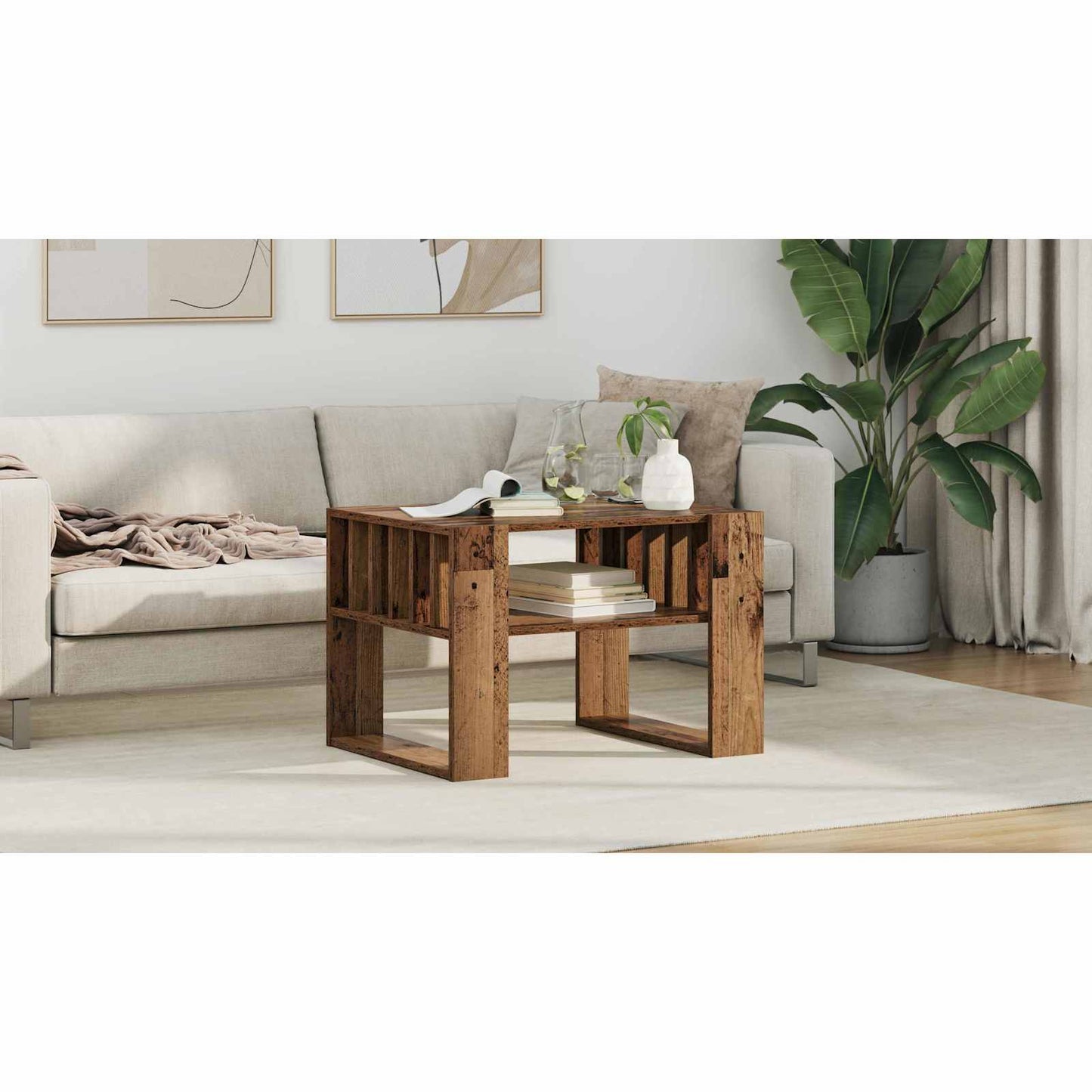 Coffee Table Old Wood 66 x 49.5 x 45 cm Engineered Wood