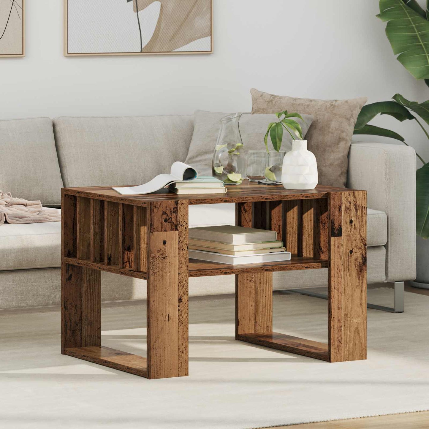 Coffee Table Old Wood 66 x 49.5 x 45 cm Engineered Wood