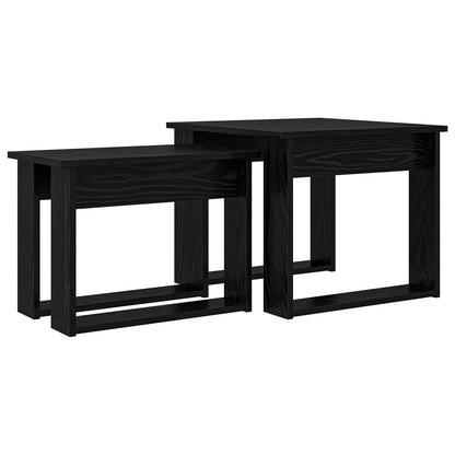 Coffee Table Set 2 pcs Black Oak Engineered Wood