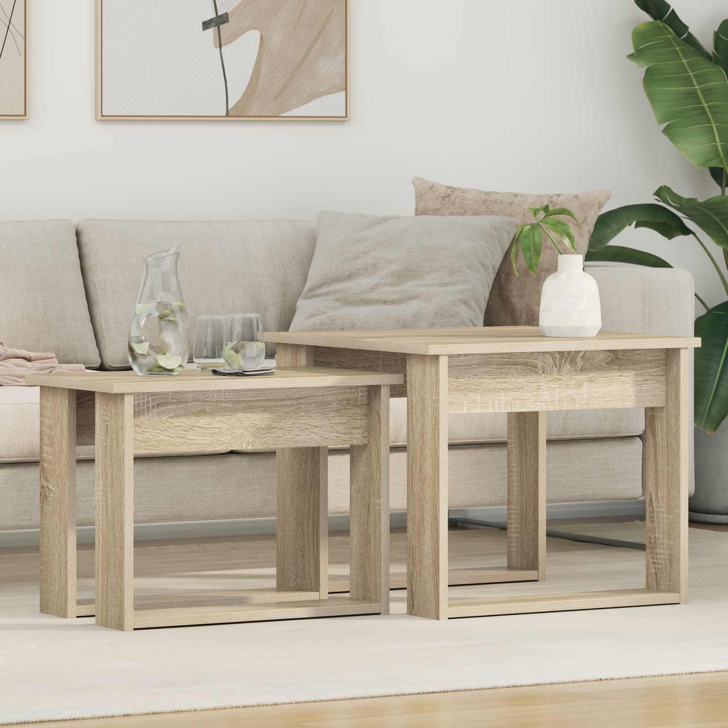 Coffee Table Set 2 pcs Sonoma Oak Engineered Wood