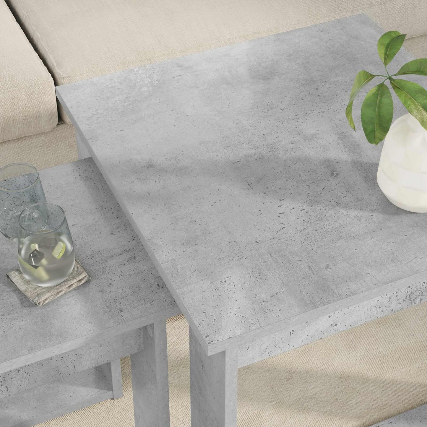 Coffee Table Set 2 pcs Concrete Grey Engineered Wood