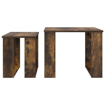 Coffee Table Set 2 pcs Smoked Oak Engineered Wood