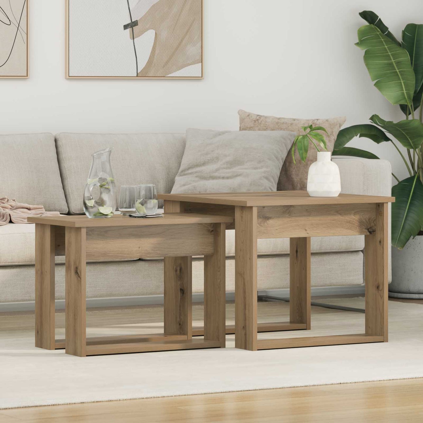 Coffee Table Set 2 pcs Artisan Oak Engineered Wood