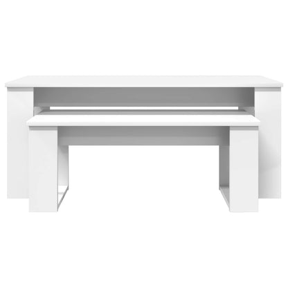 Coffee Table Set 2 pcs White Engineered Wood