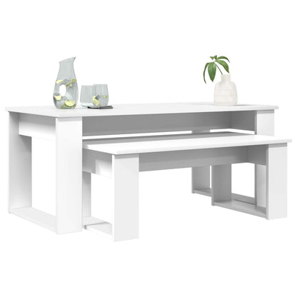 Coffee Table Set 2 pcs White Engineered Wood
