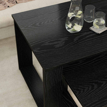 Coffee Table Set 2 pcs Black Oak Engineered Wood
