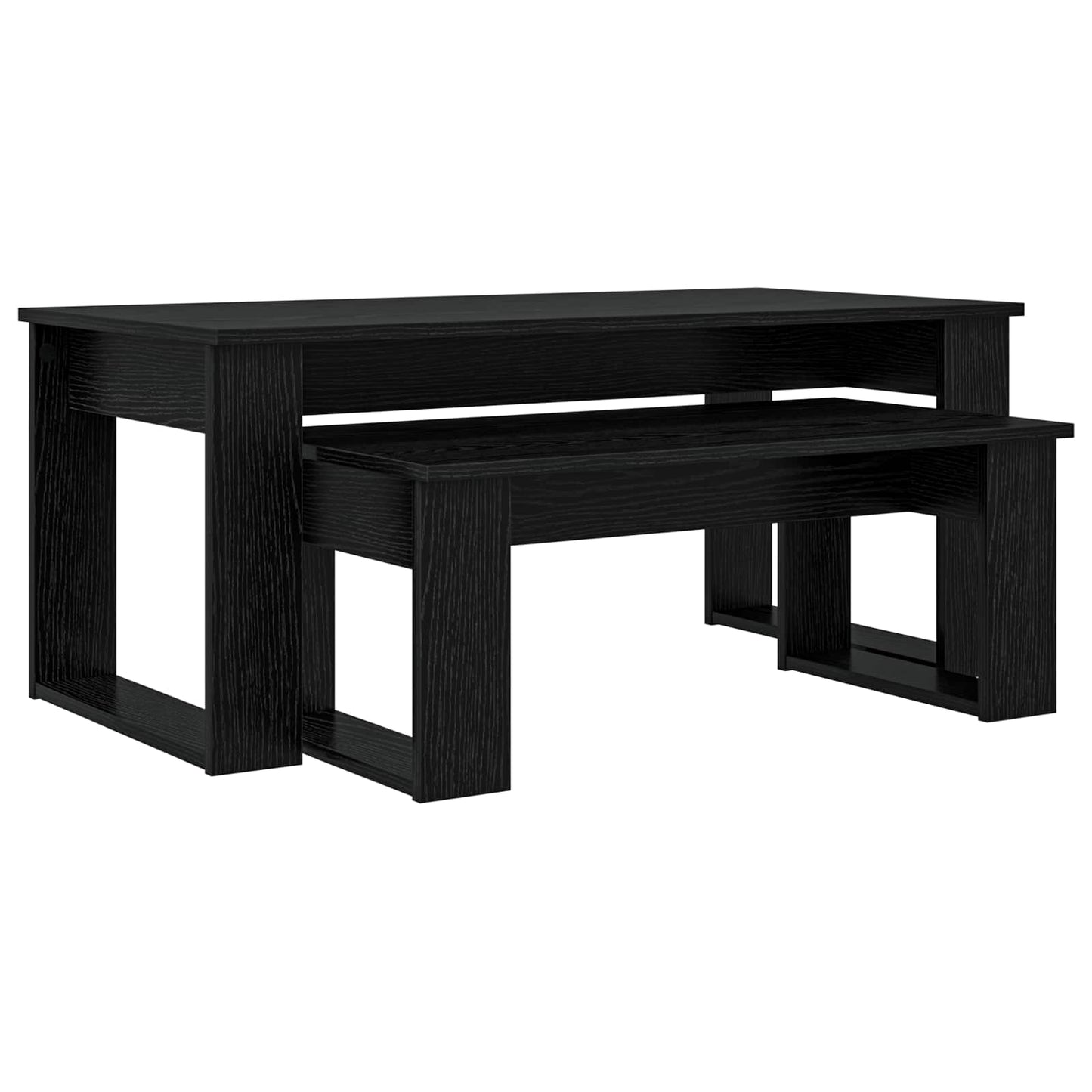 Coffee Table Set 2 pcs Black Oak Engineered Wood