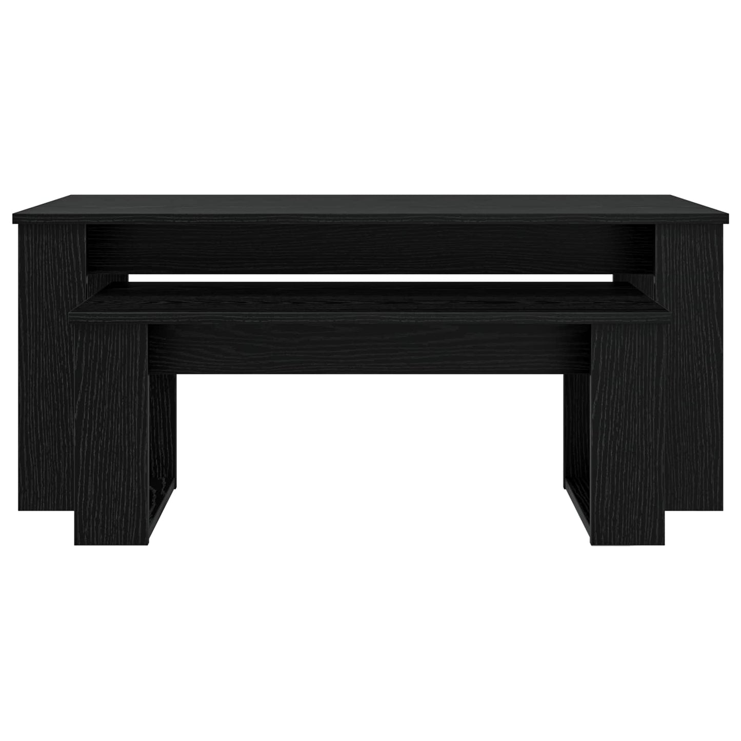 Coffee Table Set 2 pcs Black Oak Engineered Wood
