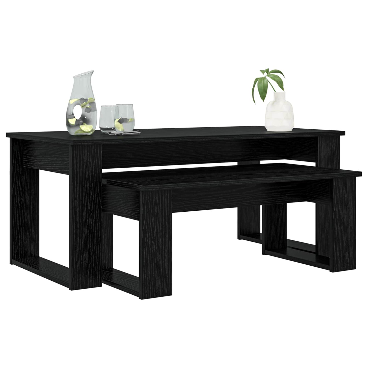 Coffee Table Set 2 pcs Black Oak Engineered Wood