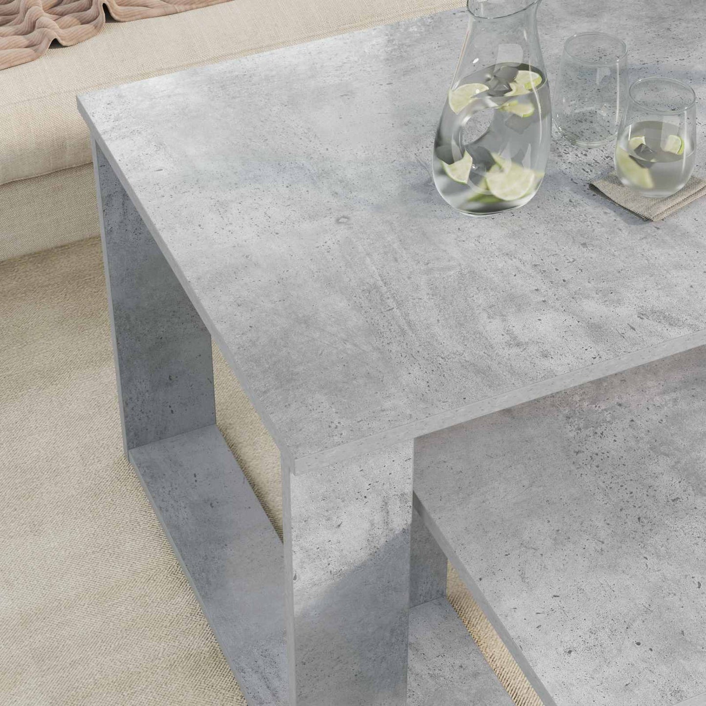 Coffee Table Set 2 pcs Concrete Grey Engineered Wood