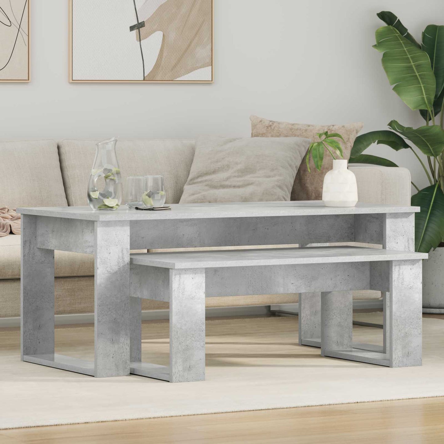 Coffee Table Set 2 pcs Concrete Grey Engineered Wood