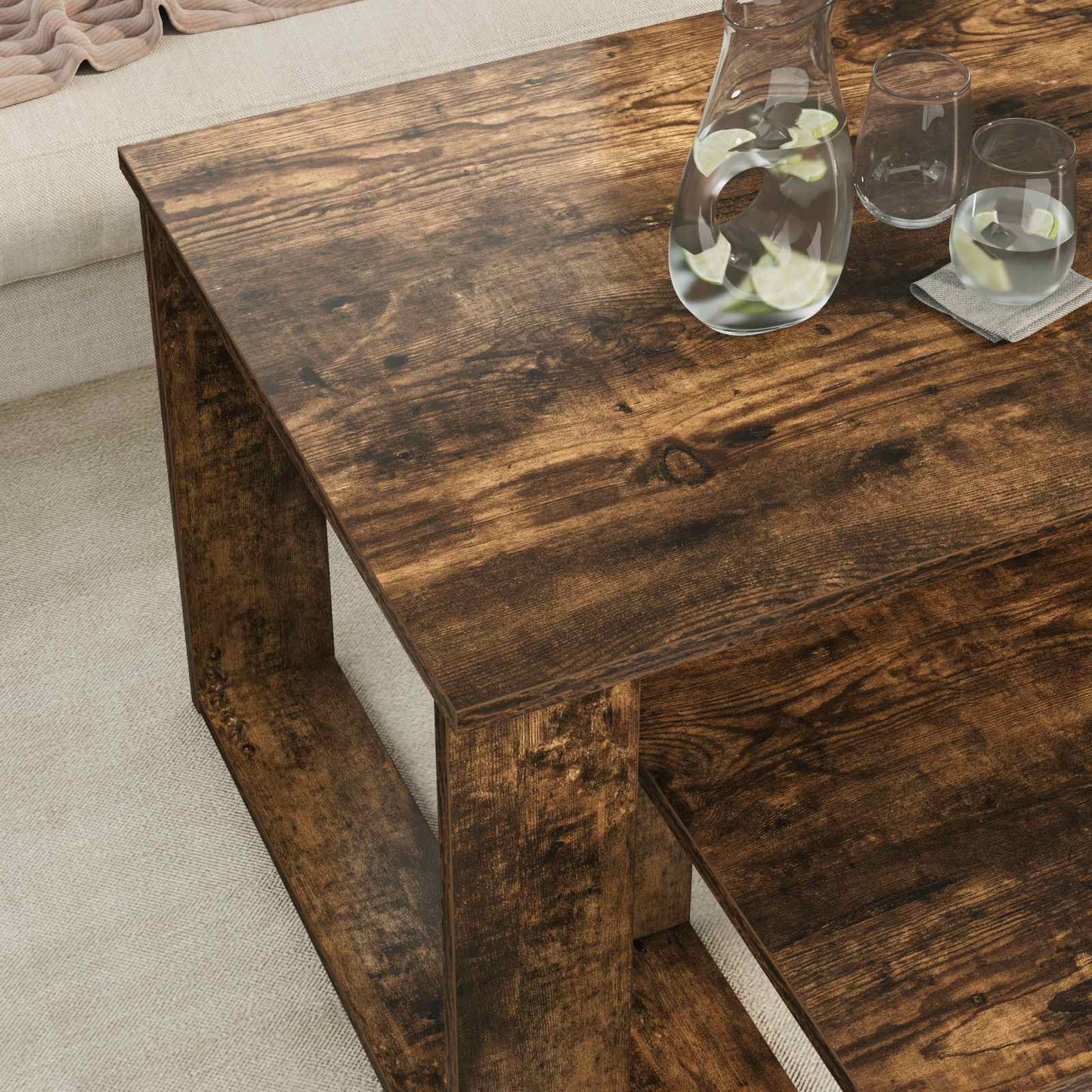 Coffee Table Set 2 pcs Smoked Oak Engineered Wood