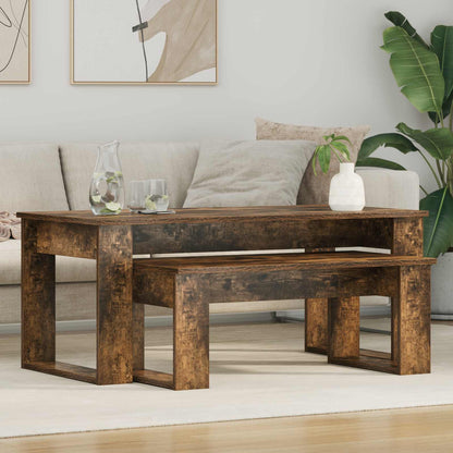 Coffee Table Set 2 pcs Smoked Oak Engineered Wood