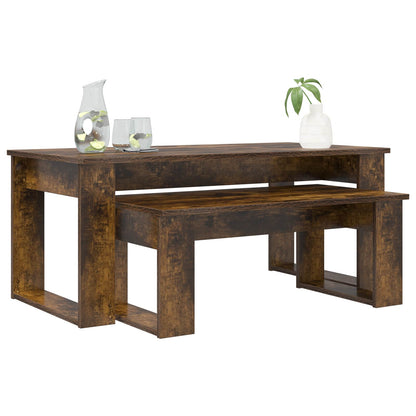 Coffee Table Set 2 pcs Smoked Oak Engineered Wood