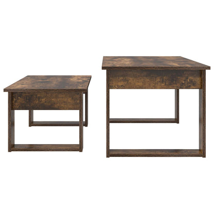 Coffee Table Set 2 pcs Smoked Oak Engineered Wood