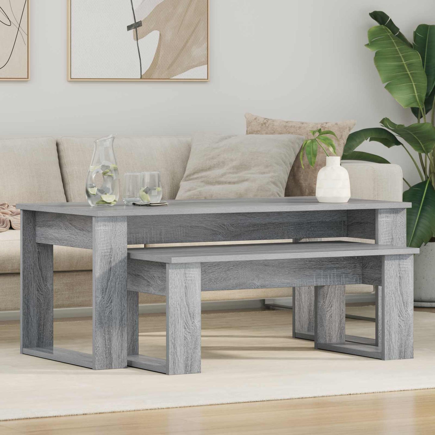 Coffee Table Set 2 pcs Grey Sonoma Engineered Wood