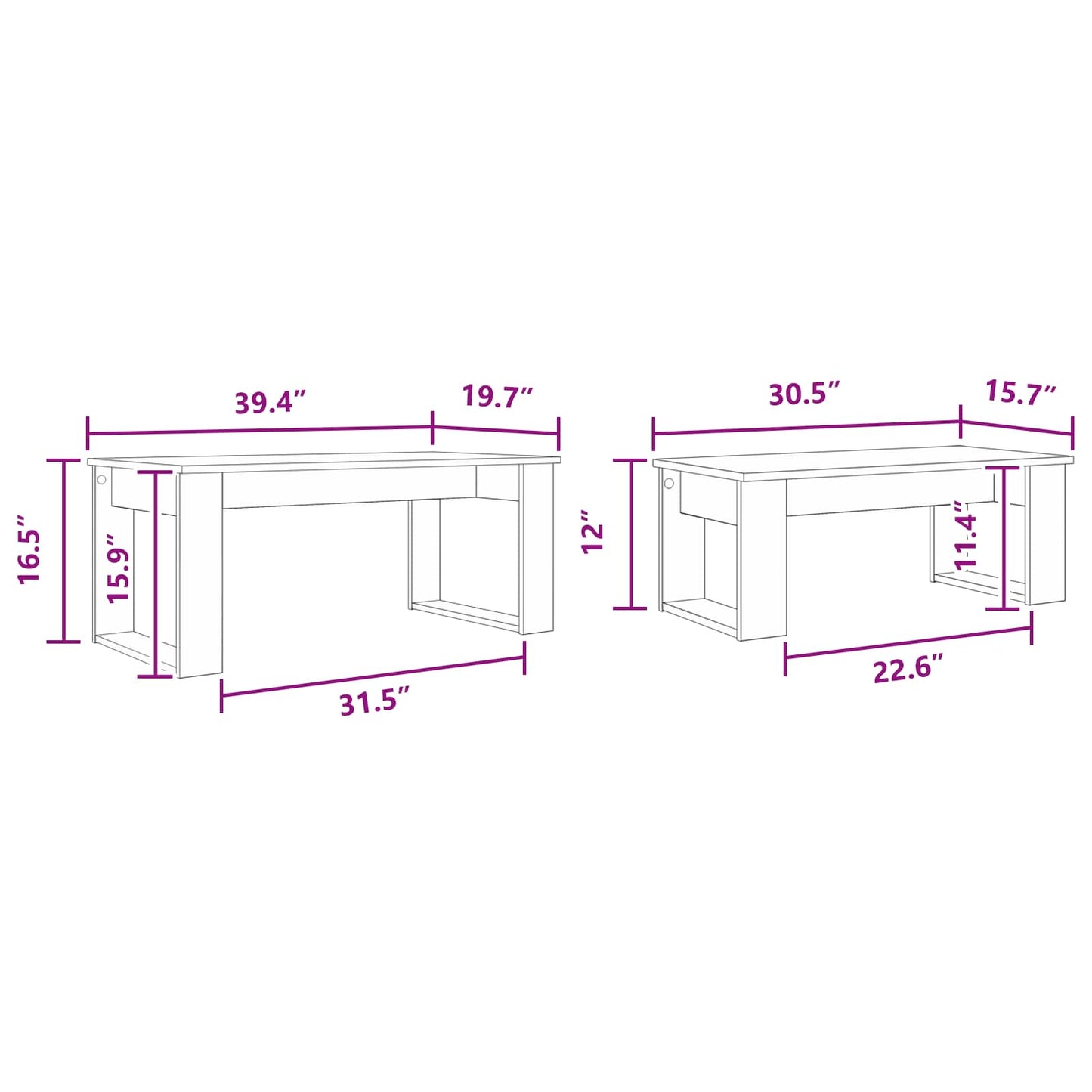 Coffee Table Set 2 pcs Grey Sonoma Engineered Wood