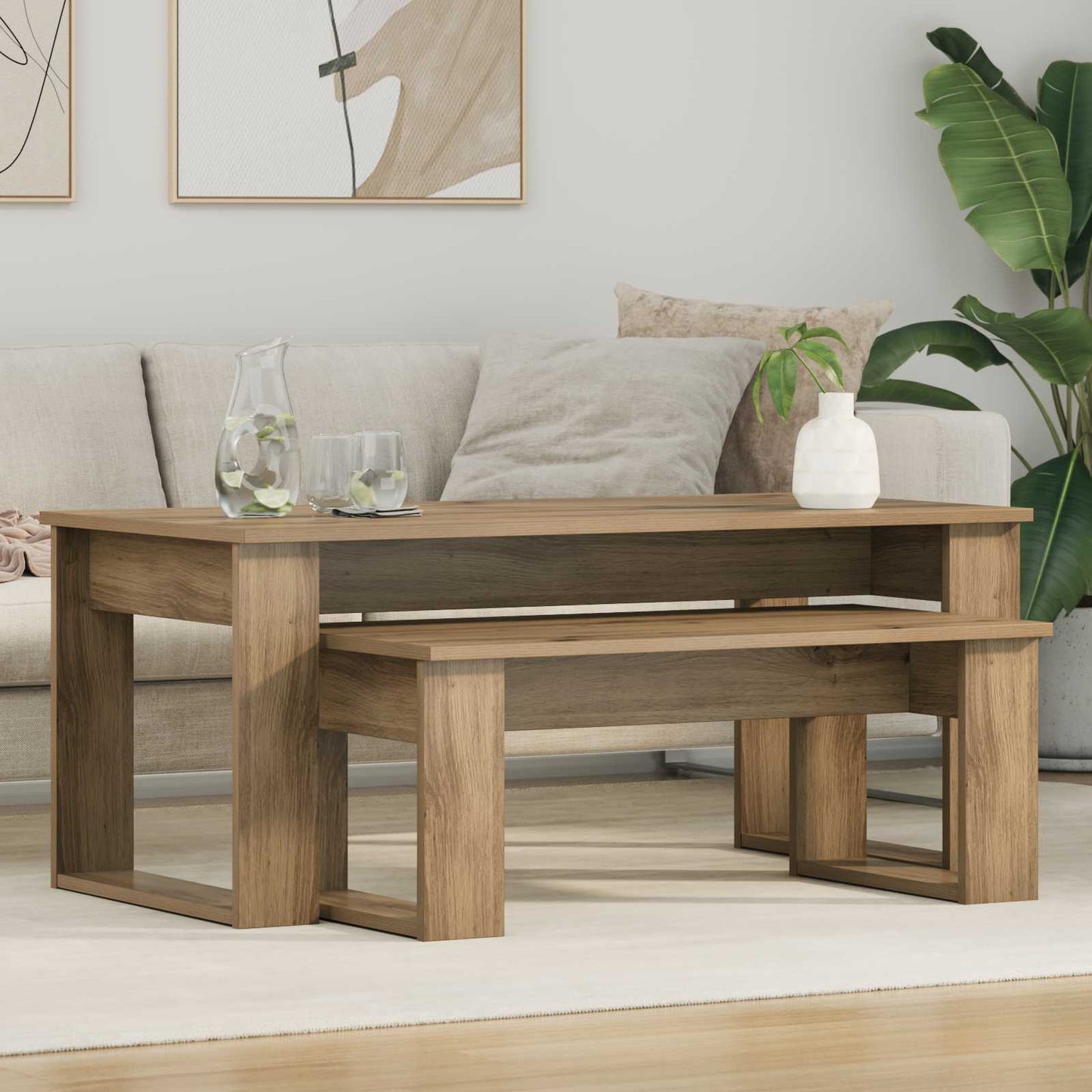 Coffee Table Set 2 pcs Artisan Oak Engineered Wood
