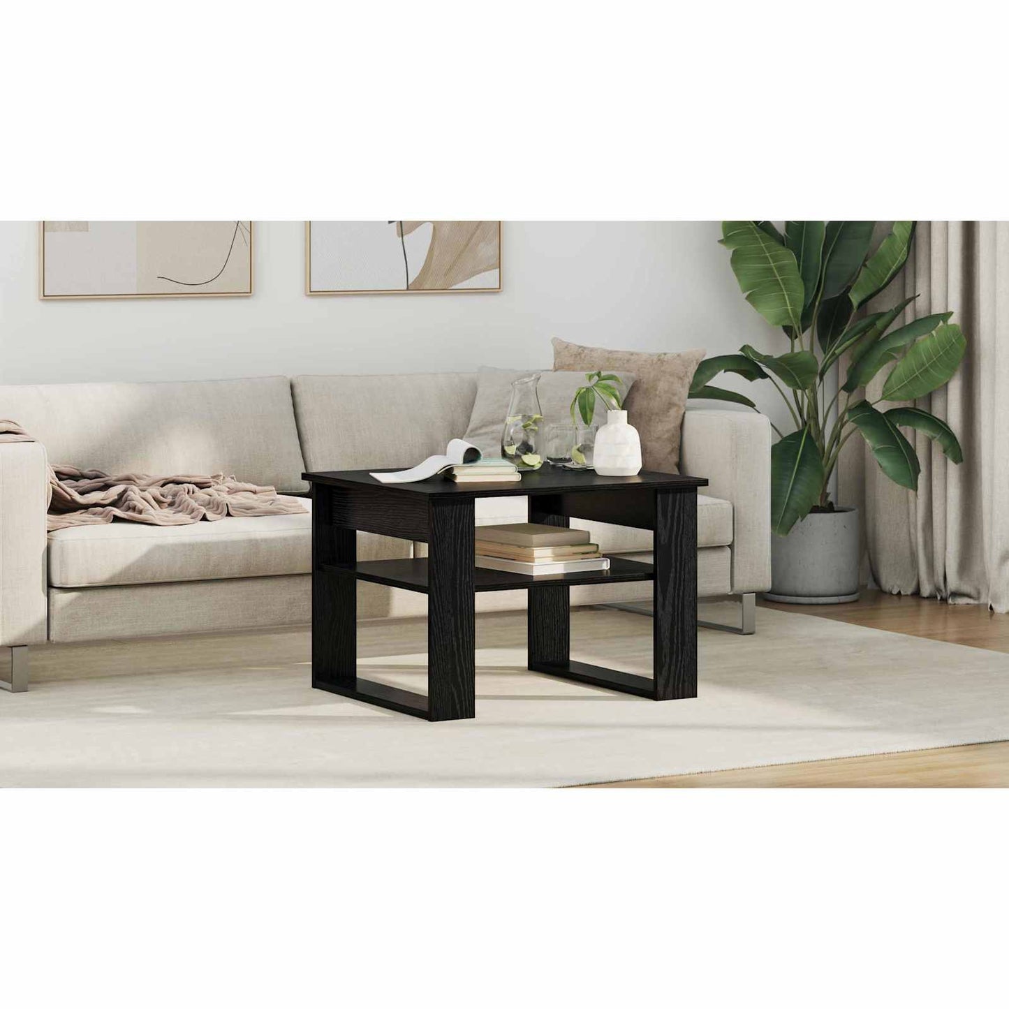 Coffee Table Black Oak 64 x 54 x 44 cm Engineered Wood