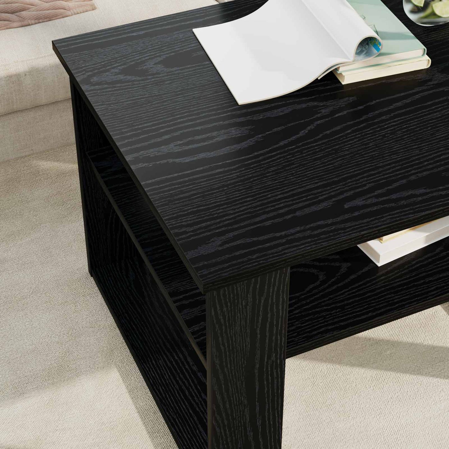 Coffee Table Black Oak 64 x 54 x 44 cm Engineered Wood