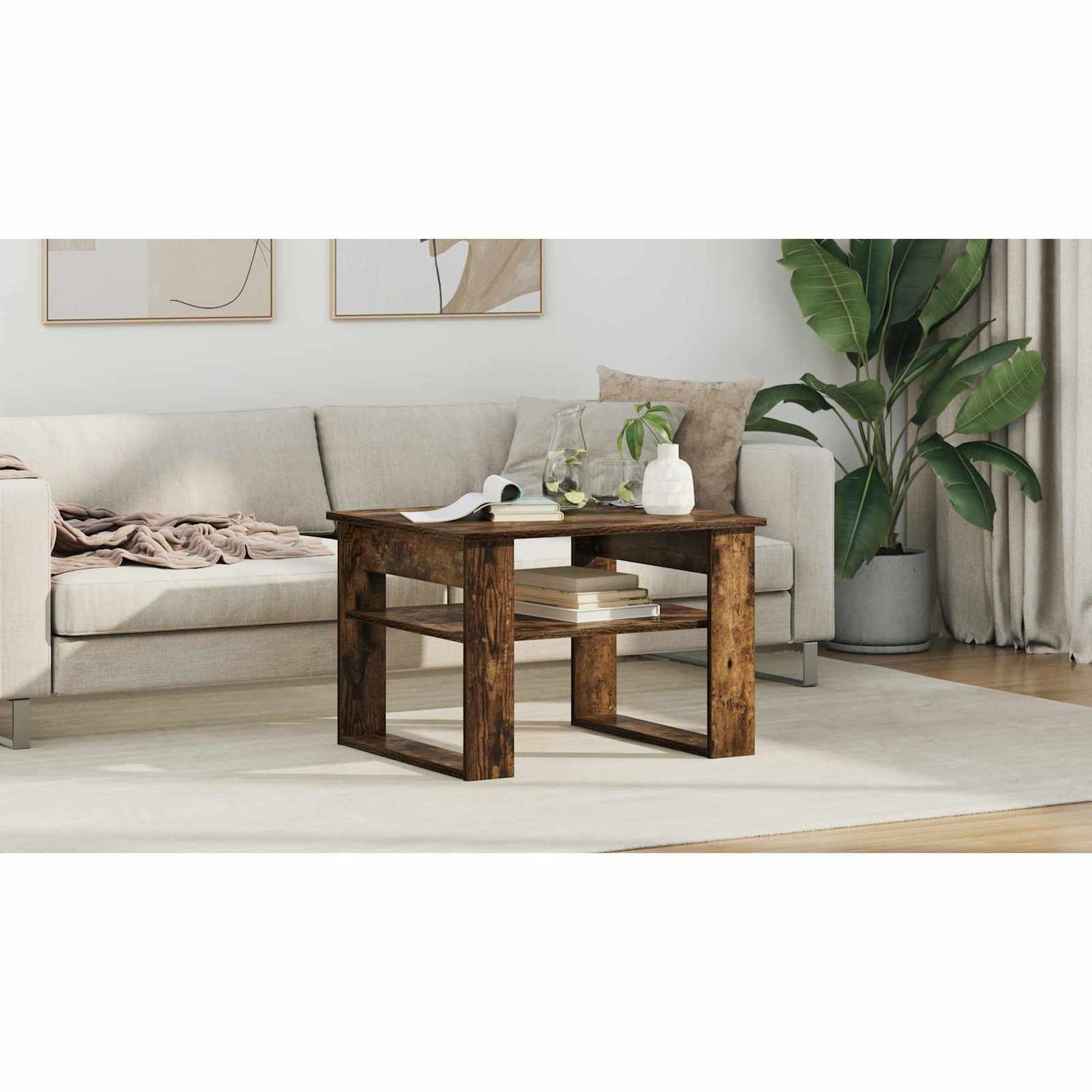 Coffee Table Smoked Oak 64 x 54 x 44 cm Engineered Wood