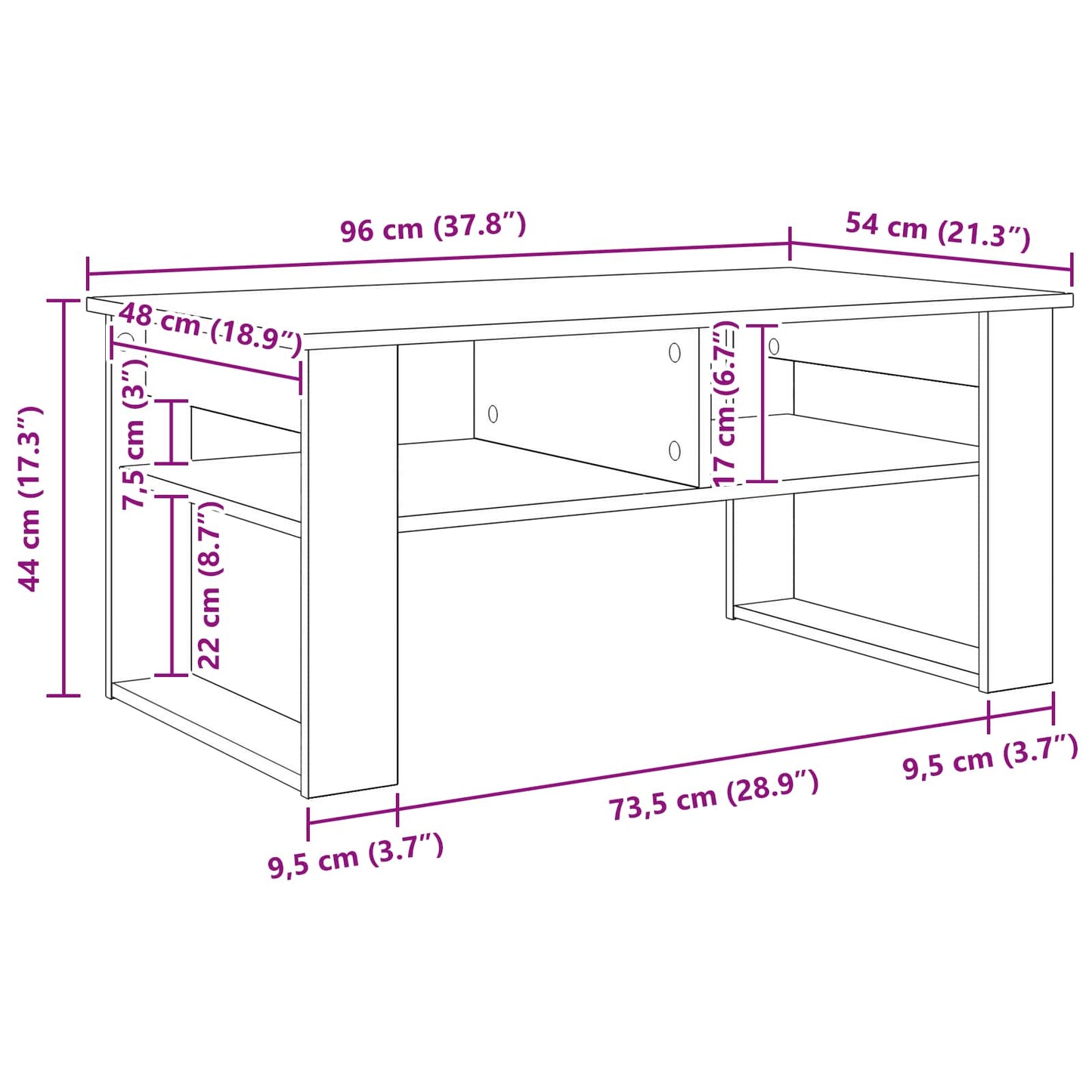 Coffee Table Black Oak 96 x 54 x 44 cm Engineered Wood